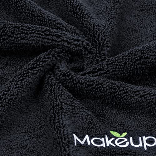 Orighty Microfiber Makeup Remover Cloths - Super Soft, Quick Dry Face Towels for Cleansing, 13 x 13 Inch, Pack of 6, Black