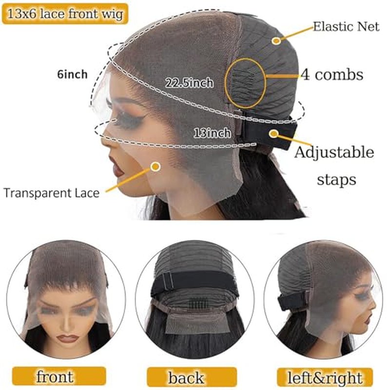 13x6 Lace Front Wig 24 Inch Straight Human Hair Pre Plucked