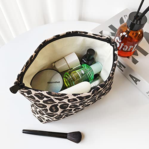 Leopard Makeup Bag Organizer - Large Canvas Toiletry Pouch