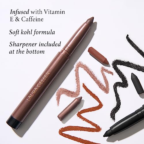 LAURA GELLER NEW YORK Kajal Longwear Kohl Eyeliner Pencil - Soft Slate Kohl - Caffeine and Vitamin E - Smooth & Blendable Liner - Built-In Sharpener