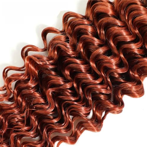 Color 33 Reddish Brown Deep Wave Human Hair Bundles - 12-34 Inch
