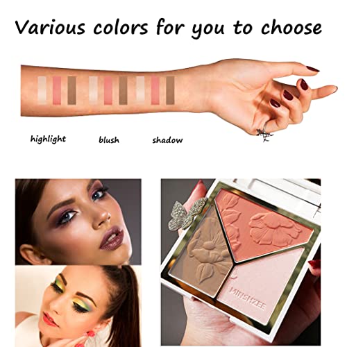 3-in-1 Highlighter Palette – Contour, Blush & Glow Kit