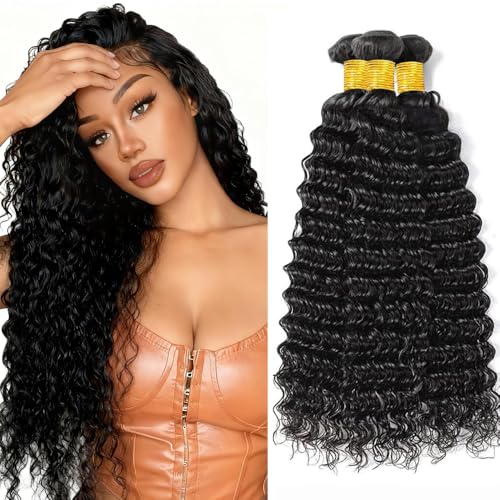 Deep Wave Human Hair Bundles - Unprocessed Virgin Remy 300g (18-22 Inch)