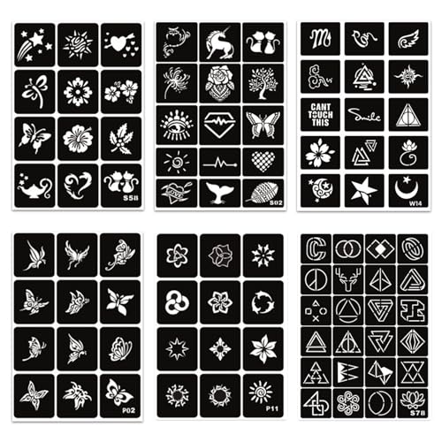 Temporary Tattoo Stencils Kit - 20 Sheets, 458+ Designs