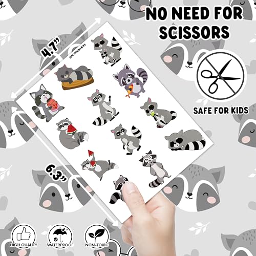 96Pcs Raccoon Temporary Tattoos - Party Favors & Decorations