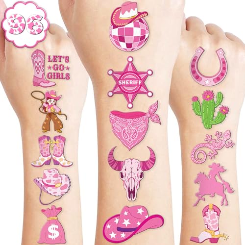96 PCS Cowgirl Temporary Tattoos for Kids Birthday Party