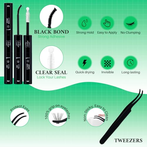 Wispy Lash Clusters Kit with Bond, Seal & Tweezers