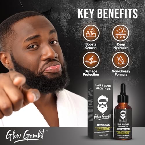 Sandalwood Rosemary Natural Beard Oil for Men, 2-In-1 Beard Softener with Biotin, Jojoba Oil, Almond Oil Castor Oil With 11 Natural Beard Oils, for Scalp, Hair & Beard -1oz.