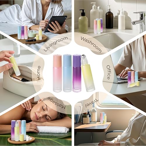 10ml Roller Bottles for Essential Oils & Perfume, 4-Pack Glass