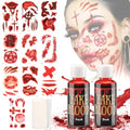 Fake Blood Kit Halloween Makeup – Spray, Tattoo Stickers & Gauze