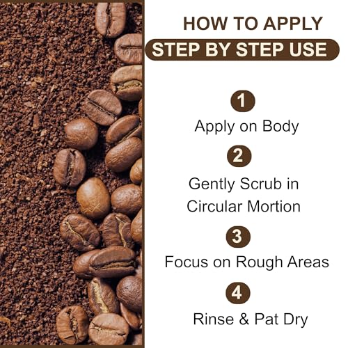 Coffee Scrub Body Exfoliator, 350g Anti Cellulite, Anti aging, Removes Dark Circles, Wrinkles, Gift for Women and Men, contains Coffe-Seeds, Sea Salt, Coconut Oil, Leaf Extracts (350g, Coffee Scrub)