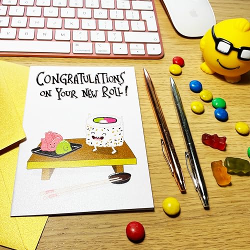 Congratulations on Your New Roll Card, Cute and Funny New Job Card, Work or Office Promotion Congrats Card for Boss, Coworker, Colleague, Friend