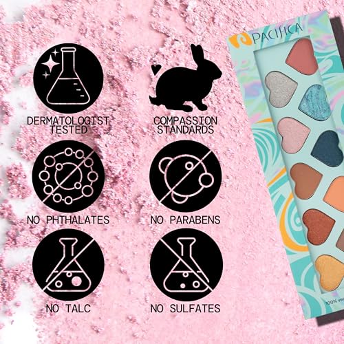 Pacifica Eyeshadow Palette ? Malibu Mineral Eyeshadow, Blendable Neutral Shades with Velvet Matte, Shimmer & Metallic, Cocoa Butter Infused, Talc-Free, Vegan & Cruelty-Free, 0.24 oz (10 Shades)