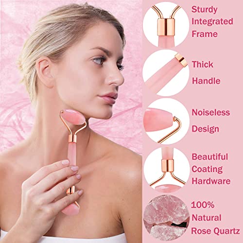 Rose Quartz Face Roller - Jade Facial Massager for Women