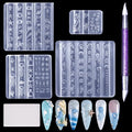 Laza 4-Piece 3D Ocean Silicone Nail Art Molds with Carving Pen & Scraper