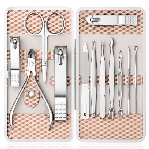 12-Piece Stainless Steel Manicure Set with Travel Case