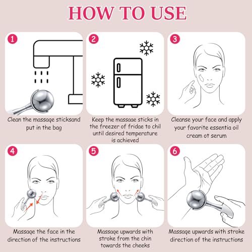 Cryo Sticks for Face-360 Rotating Unbreakable Steel Ice Globes, Cold Massage Roller Ball -Facial Skin Care Tools for Women, Ice Globes for Face and Eyes-Face Ice Roller-Ice Roller for Face