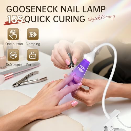 AORAEM White UV Nail Lamp for Gel Nails, LED Manicure Light, 1 Count