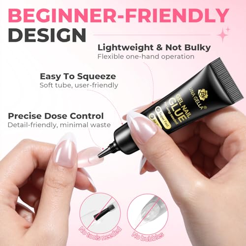 UNA GELLA 15g Nail Glue & 20ml Remover Kit for Press On & Gel Nails - Semi Nail Adhesive & Removal System