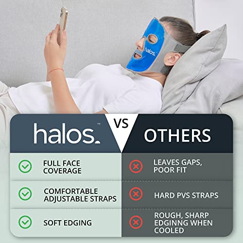MyHalos Blue Ice Face Mask for Migraine & Swelling Relief, Cooling Gel Pack