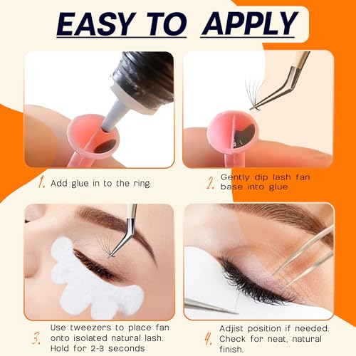 1000 Promade Fans - 10D 0.07 Mix 8-15mm C Curl, Napricot Volume Lash Fans for Eyelash Extensions, Promade Lash Fans for Eyelash Extensions, Middle Stem, Fluffy, Soft ? Bonus 2 Pairs Eye Pads Included