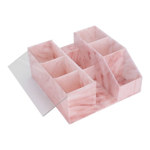 Beauty Organizer, Acrylic Eyelash Grafting Tool Storage With Tweezers Holder Display Boxes for Home Salon (Marble Pink)