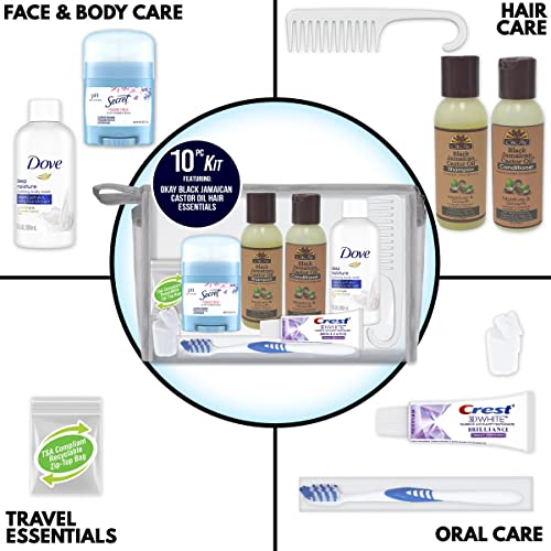Women’s Travel & Personal Care Kit - 10-Piece TSA Approved Toiletries Set