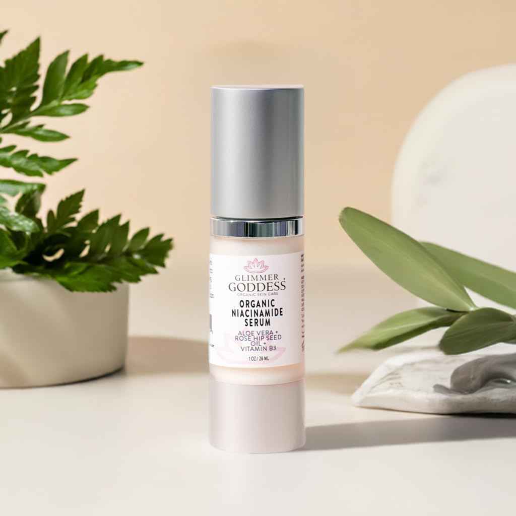 Glimmer Goddess Organic Anti-Aging Serum with Niacinamide Vitamin B3, Tightens Pores, Reduces Wrinkles with 5% Niacinamide: A Miracle for Your Skin, 1 oz