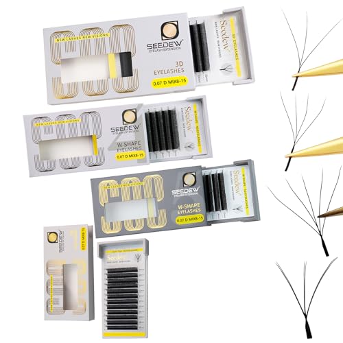 3D+4D+5D+3DD-6D 4 Pieces W Shape Eyelashes EXTENSIONS Combination Sale(0.07D-MIX8-15mm)