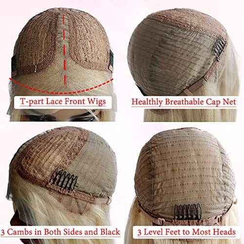 T-part Blonde Human Hair Wigs Human Hair Pre Plucked 13x4x1 T-Part Straight Lace Front Wigs with Baby Hair 150% Density Brazilian Blonde Human Hair Wigs for Black Women Swiss Lace 12''