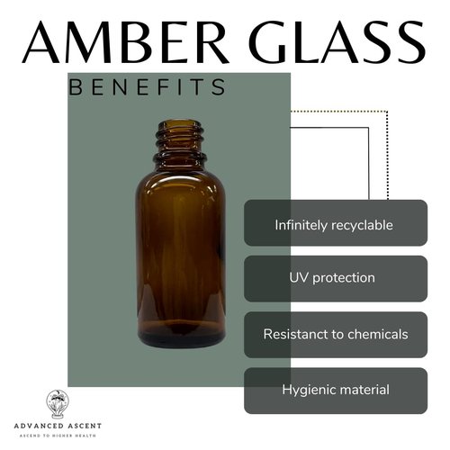 ADVANCED ASCENT Amber Glass 1 oz Nasal Sprayer! EMPTY, Refillable, Travel Sized, Quality Glass for Saline Applications! (2 Pack)