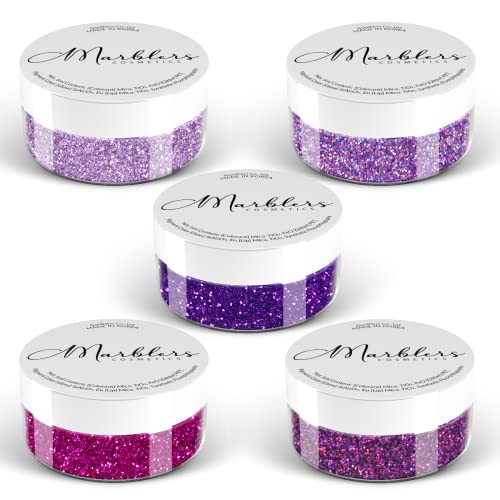 MARBLERS Fine Cosmetic Glitter 5-Pack - Purple 0.9oz