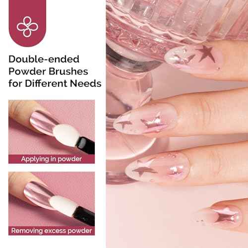 MelodySusie 16Pcs Chrome Nail Powder for Gel Nails,Metallic Mirror Effect Pigment Stylish and Technological Fine Glitter for Home DIY Salon Use