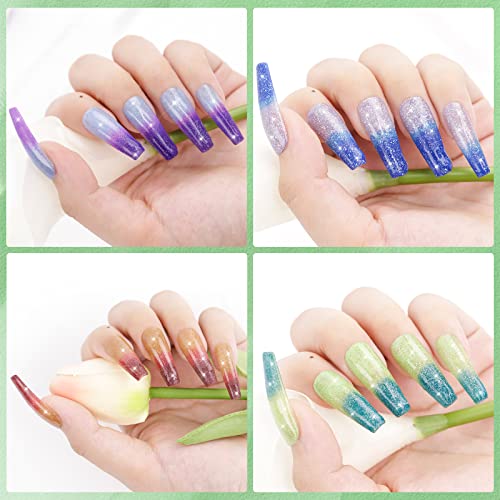 Biutee Glitter Temperature Color Changing Gel Nail Polish Gel Set 6 Colors Temperature Mood Changing Reflective Glitter Gel Polish Soak Off UV LED Nail Polish Set