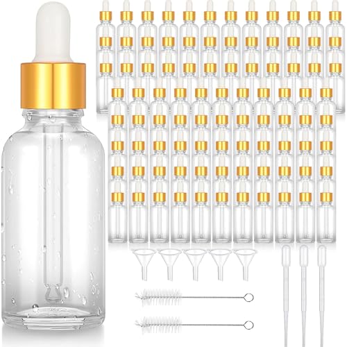 110 Pcs 1 Oz Glass Dropper Bottles with Golden Caps