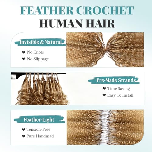 Ombre Burmese Curly Crochet Hair 22" Pre-Separated Human Hair Extensions