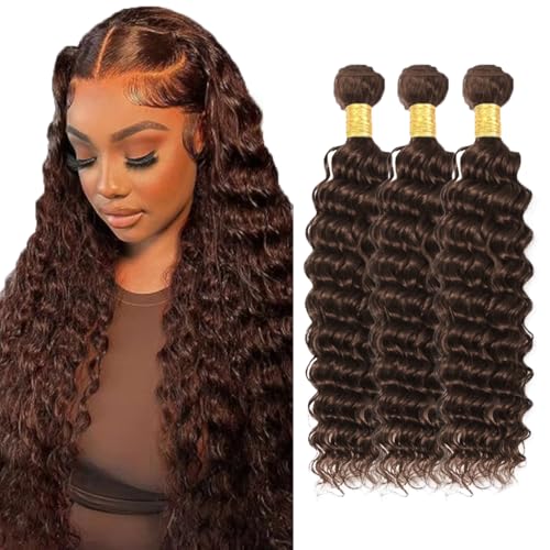Dark Brown Deep Wave Human Hair Bundles - 28-32 inch