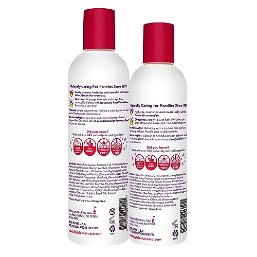 Fairy Tales Rosemary Repel Shampoo, 12 fl oz. and Conditioner, 8 fl oz. Duo Kids Like the Smell, Lice Do Not (Pack of 2)