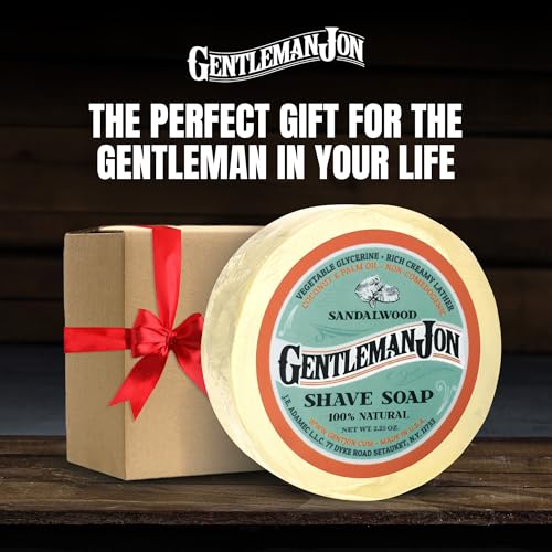 Gentleman Jon Sandalwood Shaving Soap - 2.25oz Premium Men's Wet Shave Puck