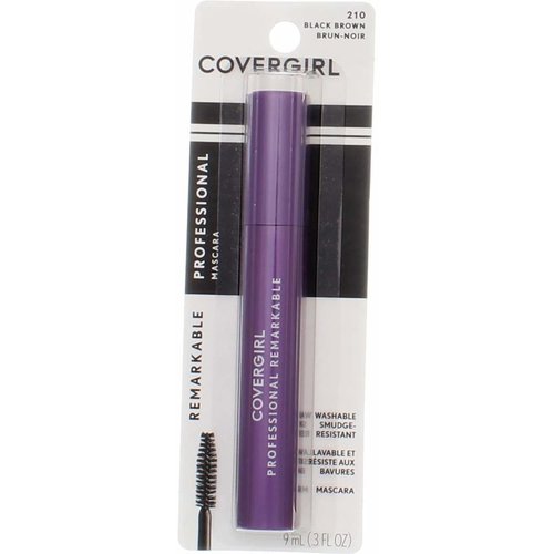COVERGIRL Professional Remarkable Washable Mascara, Black Brown [210] 0.30 oz (Pack of 6)