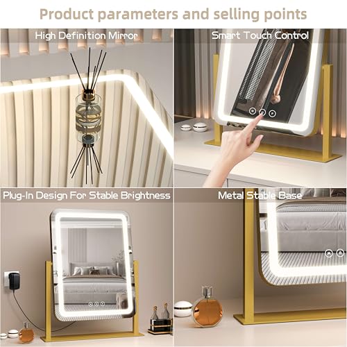 LED Vanity Mirror with Lights 13.1"x16.7" Dimmable
