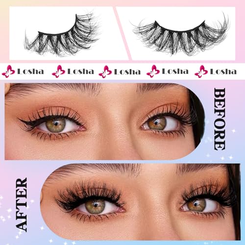 Losha 25mm 3D Faux Mink Lashes - Fluffy Volume False Eyelashes 4 Pairs