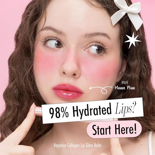 self beauty Veganize Collagen Lip Glass Balm | Hydrating Lip Balm in 9 Vibrant Colors | Moisturizing Lip Care Infused with Collagen Jelly Magic | No Animal Trial Lip Balm 0.06 oz (#9 Mauve Plum)