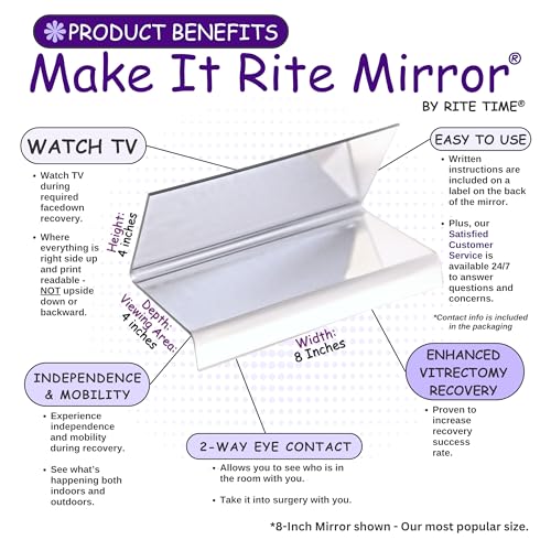 8" Wide 2-Way Mirror for Face Down Vitrectomy Recovery