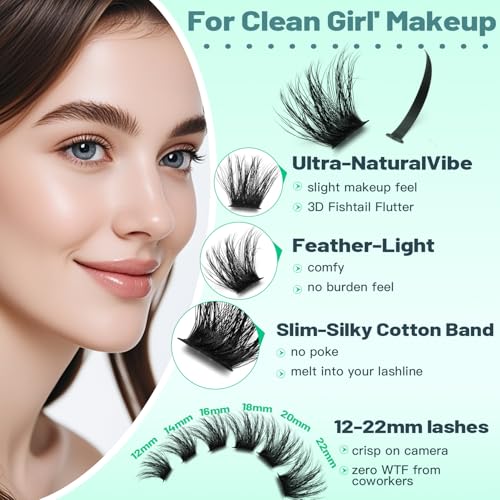 16Rows 80D Wispy Individual Cluster Lashes Fluffier DIY Eye Lashes Extensions 320 Pcs Makeup Volume Eyelashes Mixed 10-18mm Easy Grafting (80D-Mixed 10-18mm)