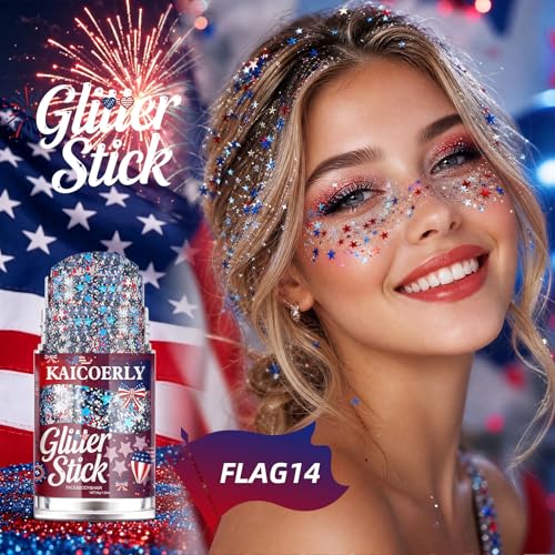 Red White Blue Glitter Stick – Patriotic Sparkle Makeup