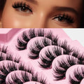 AKARA Russian Strip Lashes Fluffy Wispy Faux Mink Eyelashes Cat Eye Natural Look D Curl False Lashes 7 Pairs Pack-R07