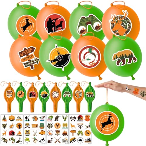 72-Piece Hunting Party Favors Set - Tattoos & Punch Balloons