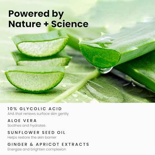 Simplified Skin Glycolic Acid Face Wash for Exfoliating & Anti-Aging - 10% AHA Cleanser to Remove Build Up & Even Tone on Face, Armpits & Body ? With Aloe Vera & Sunflower Oil, 6 Fl Oz