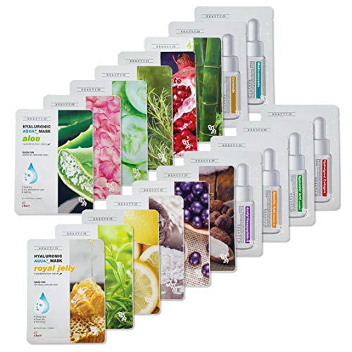 Hyaluronic Aqua Plus Essence Full Face Facial Sheet Mask 18 Sheets Combo - VALUE SET